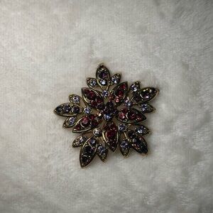 Elegant Floral Gemstone Brooch